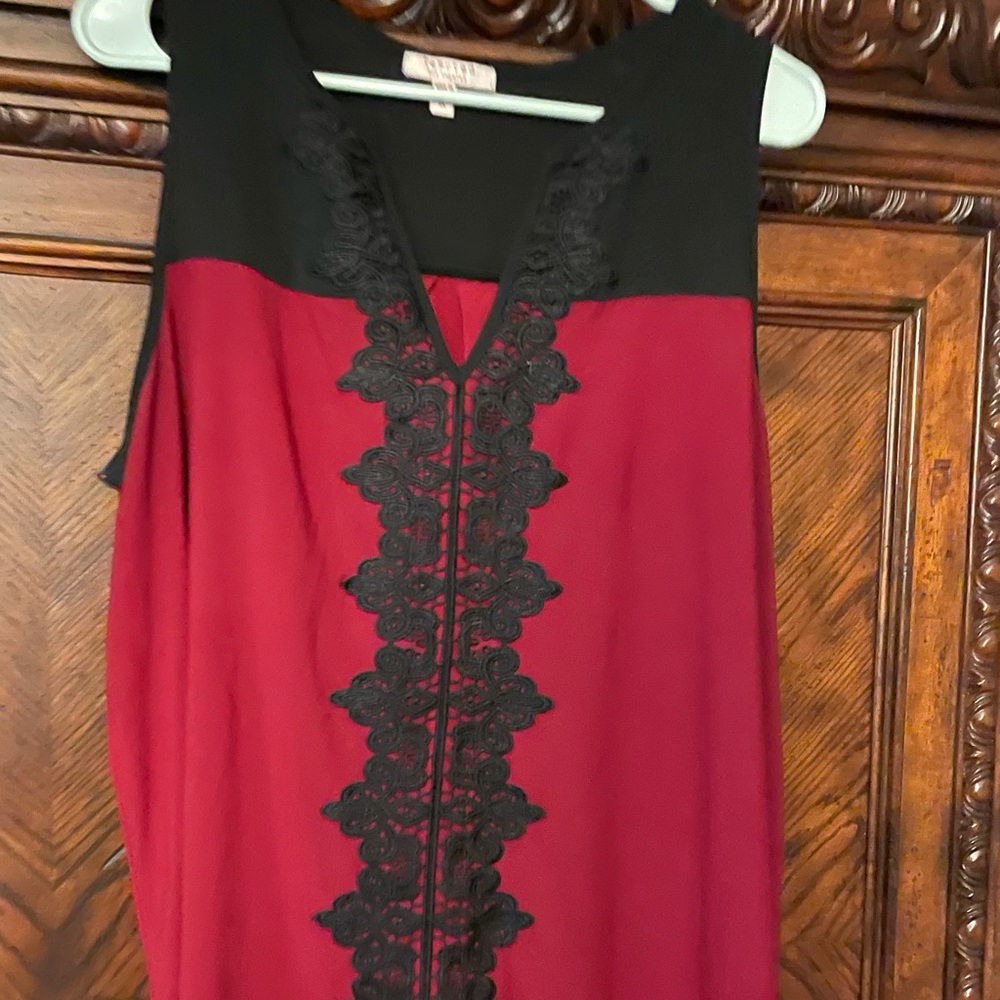 Business red and lace top